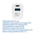 TESLA Power Charger T220 - Dual-Schnellladegerät 25 W PD 3.0/PPS (Farbe: Weiß)