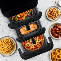 TESLA AirCook TrioZone Q636 XXL - multifunktionale digitale Heißluftfritteuse mit drei Zonen