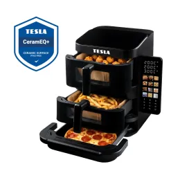 TESLA AirCook TrioZone Q636 XXL - multifunktionale digitale Heißluftfritteuse mit drei Zonen
