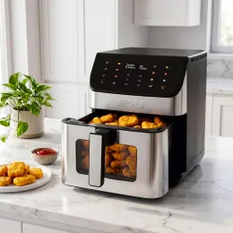 TESLA AirCook DualHeat QD65 XXL - multifunktionale digitale Heißluftfritteuse mit Dual-Heizung