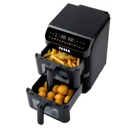 TESLA AirCook DualZone Q670 XXL - multifunktionale digitale Heißluftfritteuse mit zwei Kochzonen