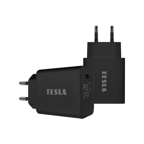 TESLA Power Charger T100 – Schnellladegerät 20 W PD 3.0/PPS (Farbe: Schwarz)
